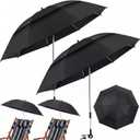 Nuanchu 2 Pcs 49" Double Canopy Beach Umbrellas with Clamp Upf 50+ Beach Chair Umbrella with Clip 360 ° Adjustable Portable Outdoor Wheelchair Patio Golf Carts Camping Stroller Fishing