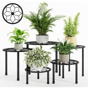 Metal Plant Stand Indoor Outdoor,Indoor Plant Stands for patio rust proof,Heavy Duty Flower Pot Stands for Multiple Plant,Black Potted Plant Holder for Garden Home (5 Pack Black)