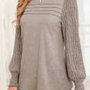 Womens Long Sleeve Fall Casual Blouses Tunic Tops for Leggings (Medium, Khaki)