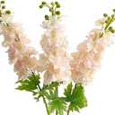 YalzoneMet Light Pink Artificial Delphinium Latex Flower 3 Pcs 31.5 inches Long Stem Fake Larkspur Lifelike Real Touch for Tall Vase Home Table Decor Wedding Arrangement Decoration (X070)