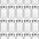 novelinks 16 oz Clear Plastic Jars with Screw-On Lids - BPA-Free Refillable Storage Containers for Slime, Food, Crafts, Kitchen & Household Use (20 Pack,Silver)
