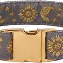 Pet, Moons Stars Suns Dog Collar Cat Collar, Multiple Designs Crescent Celestial Dog Cat Collar Leash Harness Medium (Pack of 1)