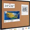 24” x 36” Cork Boards for Walls with Black Wooden Frame 1pack, Double Sided Office Board for Wall Organizer, Bulletins Board Decorative Hanging Pin Board for School, Home & Office, Notice Board