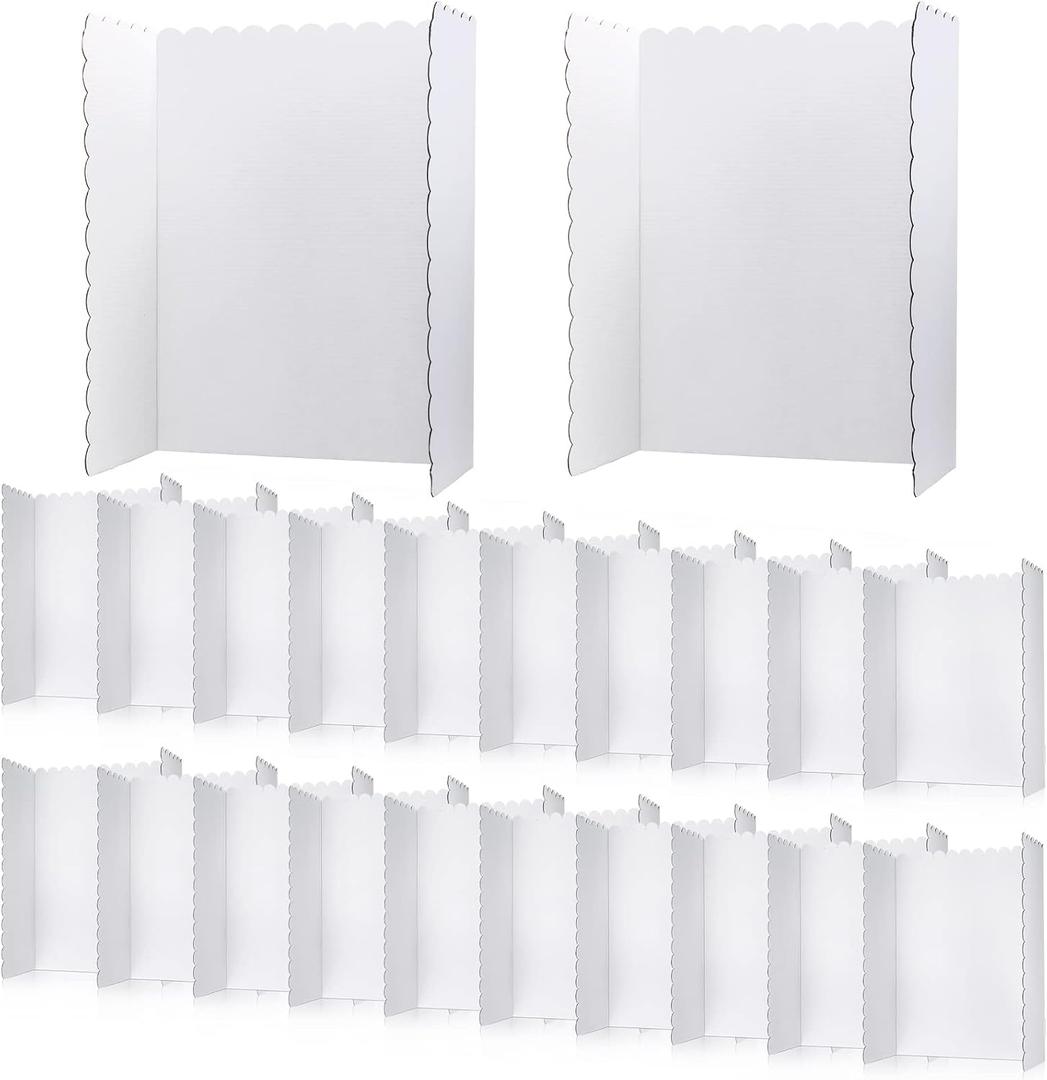 Outus 24 Pcs 24 x 36 Inch Trifold Poster Board Tri Fold Science Fair Display Boards for Projects Photo Picture Exhibition Event Displays Business Presentation School Foldable,White Corrugated