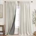 Extra Wide Linen Black Out Curtains Drapes 96 Inch Long 2 Panels Set Pleated Thermal Blackout Boho Modern Farmhouse 8FT Floor to Ceiling Curtains for Living Room 70 x 96 By Size