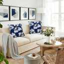Decorative Throw Pillow Covers 18x18 inch Set of 2, Super Soft Blue Hydrangea Print Farmhouse Pillow Cases Outdoor Pillow Covers for Couch Sofa Bed Living Room Home Decor Cushion Covers