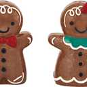 Bico Gingerbread Man Stoneware Hand Painted Salt & Pepper Shaker Set, Dishwasher Safe