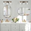30x22 Inch Beveled Oval Bathroom Mirror, Frameless Copper-Free Silver Mirror, Modern Vanity Mirror, Decorative Wall Mirrors Over Sink for Restroom, Bedroom, Living Room, Bathroom, Entryway