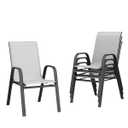 Patio Dining Chairs Set of 4 Outdoor Stackable Chairs for All Weather with Metal Frame and Backrest for Indoor Backyard Lawn Deck Poolside Porch Furniture, Grey