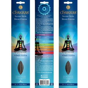 7 Chakras - 5 Vishuddha - Throat - Communication - Primary Aromas are Frankincense & Peppermint - 11 inch - 60 Minutes - 3X 20-Pack - 100% Natural Hand Dipped Incense Sticks 7 Chakras - 5 Vishuddha - Throat - Communication - Primary Aromas are Frankincense & Peppermint - 11 inch - 60 Minutes - 3X 20-Pack - 100% Natural Hand Dipped Incense Sticks