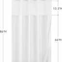 Mrs Awesome No Hook Shower Curtain with Snap-in Liner, Embossed Waffle Design Fabric Shower Curtain for Bathroom, Soft & Lightweight, 71x86, White