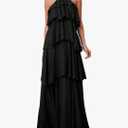 SOLY HUX Women's Sundresses Ruffle Layered Halter Flowy Maxi Dress Elegant Wedding Guest Dresses. S