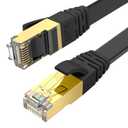Ercielook CAT8 Ethernet Cable 30 ft High Speed, Shielded Flat Internet Cable, Weatherproof S/FTP UV Resistant for Router/Gaming/Modem - Black