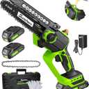 Mini Chainsaw Cordless, 6 Inch Electric Chainsaw with 2 Battery, Handheld Battery Powered Chain Saw with Auto Oiler, Garden Tools Saw for Wood Cutting Tree Cutter, Holiday Gifts for Men, Dad, Husband (Green)