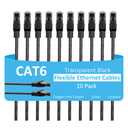 Cat6 Ethernet Cable 3 FT (10-Pack), Snagless Cat 6 Patch Cable, Upgraded Transparent Flexible PVC Jacket, OFC Oxygen-Free Copper, 1Gbps, Internet Network Cable, Cat6 Cables, UTP, Black Cable -10 Pack