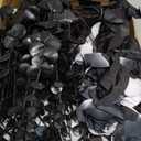 20 Pcs Halloween Artificial Roses and 28 Black Eucalyptus Stems, Blood White Silk Fake Flowers with Bendable Stems, DIY Gothic Wedding Bouquet, Haunted House Decor