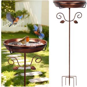 Ieuan 35.4" Tall Metal Bird Bath for Outdoors with 2.2" Deep and 12'' Dia Bowl, Removable, Easy - Clean, Vintage Freestanding Birdbaths & Birdfeeder for Garden Yard Lawn Decor, Glod