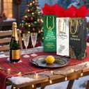 EQOREIIN 6 Pack Christmas Wine Gift Bags with Tissue Paper, Holiday Wine Bottles Wrap Bags with Handles for Party Favor Decoration, Winter Weddings, Liquor Lovers and Drinkers Gift Presents