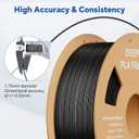 PLA 1.75mm 3D Printer Filament, Dimensional Accuracy +/- 0.02mm, Neatly Wound, No Clogging, Vacuum Package, Fits for Most FDM 3D Printers, Cardboard Spool 1kg Black