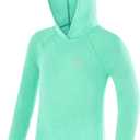 Roadbox Boys Rash Guard Hooded Shirt, Kids UPF 50+ Long Sleeve Hoodie, Youth UV Sun Protection Fishing Beach Shirts (Small, Light Green)