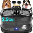 Kastty 2.5Gal/9.5L Dog Water Fountain 3 Flow Modes Cat Fountain with 2 Flower Spouts& 7" Larger Filter Super Filtration& Smart 3 in 1 LED Safe Pump, BPA-Free, Quiet for Large Dogs& Multi Pets(FS68)