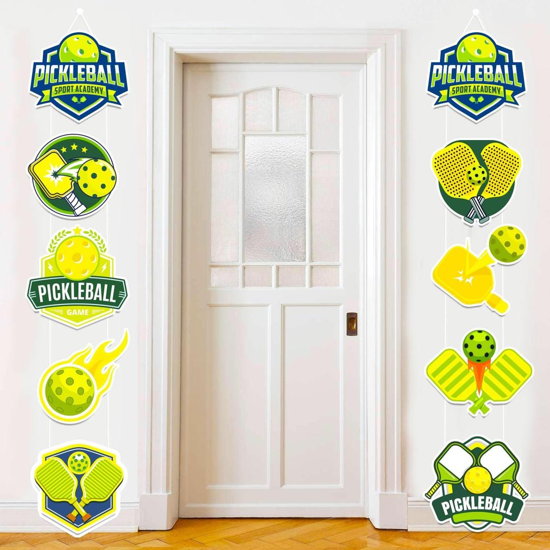 7 x 2Pcs Pickleball Themed Door Hanging Banner Pickleball Porch Sign Door Banner Pickleball Banner Pickleball Birthday Party Decorations for Pickleball Birthday Party Supplies
