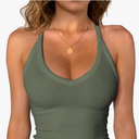 iGENJUN Workout Tops for Women Racerback Basic Tank Summer 2024 Camisole V Neck Slim Fit Ribbed Medium
