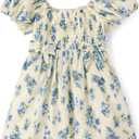 The Children's Place Baby-Girls and Toddler Short Sleeve Casual Dresses (4T, Floral Blue Bows)