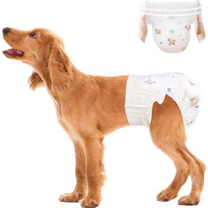 Ambreview Dog Diapers Female, Disposable Pull Up Doggie Diapers for Female Dogs, Ultra Absorbent & Anti-Side Leakage, Stretchy Diaper for Dogs in Heat/Elderly/Disabled (M,10Count)