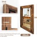 YOSHOOT Rustic Wooden Framed Wall Mirror, Natural Wood Bathroom Vanity Mirror for Farmhouse Decor, Vertical or Horizontal Hanging