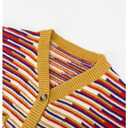 RoseSeek Women's Striped Color Block Sweaters Button Down Long Sleeve Cardigans Crop Tops Yellow Large