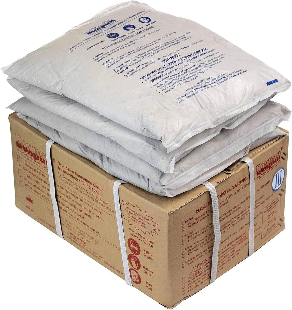 Expansive Demolition Grout 44 Lb. Box for Rock Breaking Concrete Cutting Excavating. Alternative to Demolition Jack Hammer Breaker Jackhammer Concrete Saw Rock Drill (DEXPAN44BOX3)