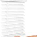 LOTUS & WINDOWARE Cordless 2.5-inch Faux Wood Blind, 30" x 48", Bright White,Smooth, Room Darkening, Horizontal Blinds for Living Room, Bedroom, Interior Door Windows