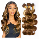 Xddnamei Augfst Brazilian Virgin Human Hair Bundles Highlight P4/27 Body Wave Human Hair Bundles 8 10 12 Inch 12A Unprocessed Sewn In Quick Weave for Black Women