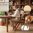 Furlide Rattan Folding Chair, Modern Mid Century Dining Chairs Set of 1, Comfy Outdoor Bamboo Chairs for Bedroom Living Room Reading Room Dining Kitchen, Walnut, 19.7 inches x 20.5 inches x 31.9 inches