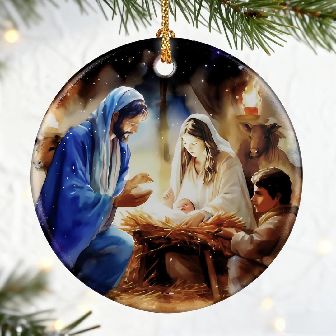 Christian Gifts: Nativity Scene Christmas Ornaments | Christian & Religious Holiday Ornament (Christmas Decorations), Holy Family Decor, Religious Gift, Baptism Gift & Unique Faith Festival Gifts