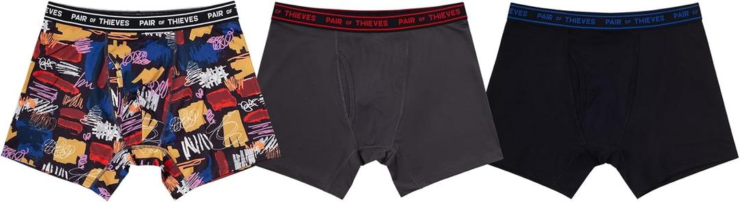 Pair of Thieves EDK Performance Boxer Briefs for Men, 3-Pack Ultra Soft, Breathable, 4-Way Stretch & No-Chafe Seams (Medium, Black)