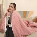 Electric Heated Throw Blanket, 50" x 60" Extra - Thick and Warm Heating Blanket with 4 Hour Auto Off & 5 Heating Levels, 3D Pattern Design and Overheating Protection, Baby Pink (Throw 50" x 60")