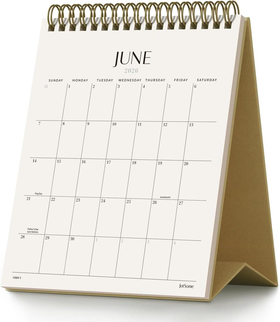 Jotsome Desk Calendar 2026-2027, Small Standing Flip Desktop Calendar From Now to June 2027 for Home and Office, Easy Organizing (Yellow, Small)
