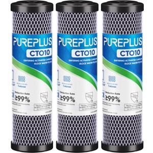 1 Micron 2.5" x 10" Whole House CTO Carbon Water Filter Cartridge Replacement for Under Sink Water Filter System, Dupont WFPFC8002, WFPFC9001, FXWTC, SCWH-5, WHEF-WHWC, WHCF-WHWC, AMZN-SCWH-5, 3Pack
