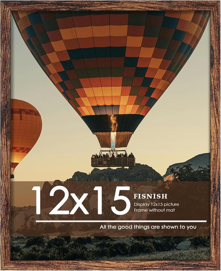 12x15 Picture Frame Brown, Classic Poster Frame for Horizontal or Vertical Wall Mounting, 1 Pack