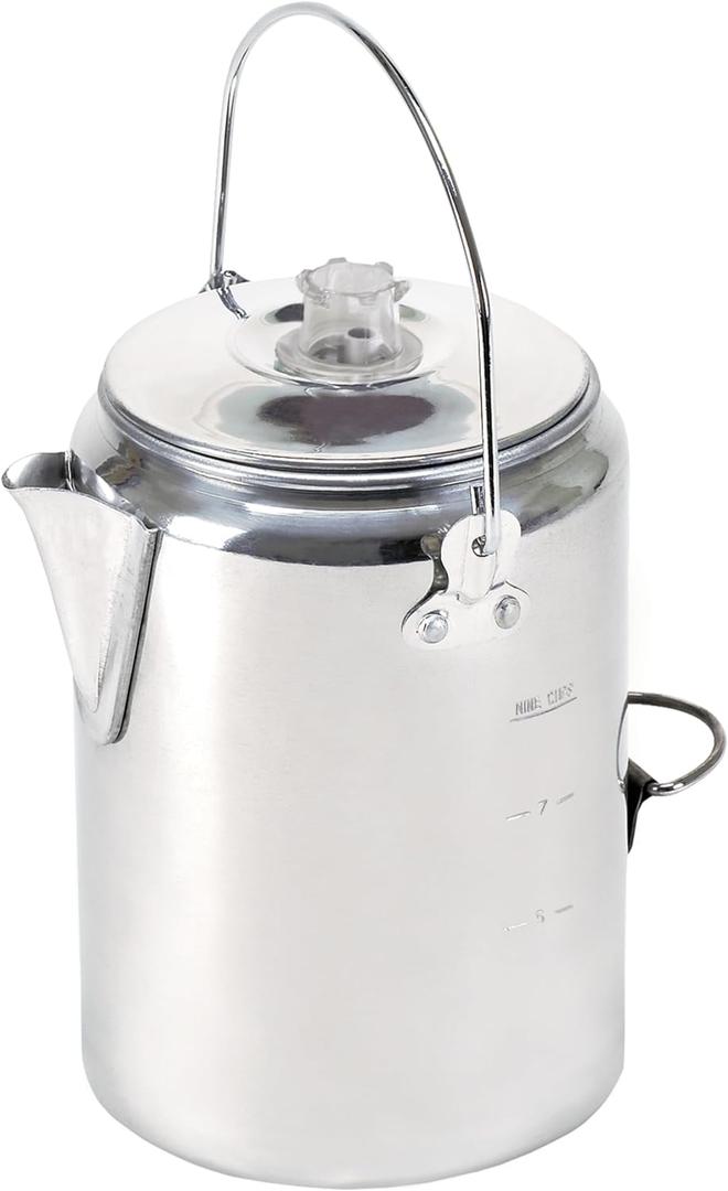 Stansport Aluminum Percolator Coffee Pot with Wire Handle (9 Cups)