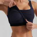 Womens Sports Bra  Workout Crop Tank Tops for WomenSleeveless Square Neck Padded Bras with Built in Bra (X-Small, Navy Blue)