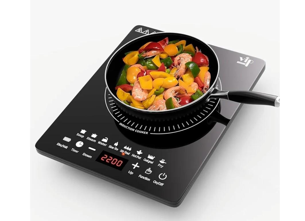 Portable Induction Cooktop, Countertop Burner with Multi-Function, 2200w Electric Stove with Easy Clean Glass, 8 Modes Sensor Touch Cooker 