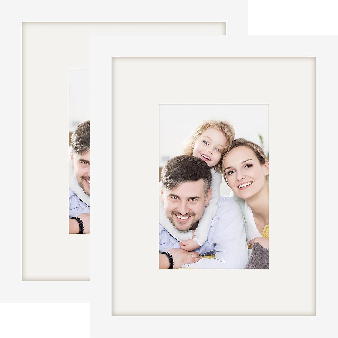 8x10 Picture Frames Solid Wood 6x8 Square Frame with Mat White 2 Pack
Wall and Tabletop, Gift for Family, Friends, Dog, Christmas