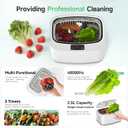 KUNPHY Fruit and Vegetable Washing Machine, Fruit Cleaner 2.5L 40kHz, 3 Timers Ultrasonic Vegetable Cleaner for Family Cleaning