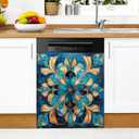 Animals and Scenery Dishwasher Magnet Cover Magnetic Sticker Decorative Refrigerator Wash Machine Magnet Cover Door Panels Home Cabinet Appliances Stickers (Blue, 23x26in)