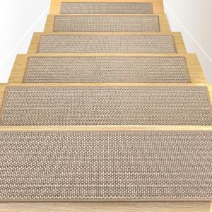 16 Pcs Linen Stair Treads for Wooden Steps Indoor, 8" x 30" Non Slip Stair Treads Self Adhesive Backing No Residue Stair Carpet Treads for Elders and Pets (Beige)