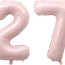 40 Inch Number 27 Foil Balloons 27th Celebration Decorations for Happy 27th Birthday Party Wedding Bridal Shower Engagement Photo Shoot Anniversary Decoration, Number 27 Baby pink Balloon