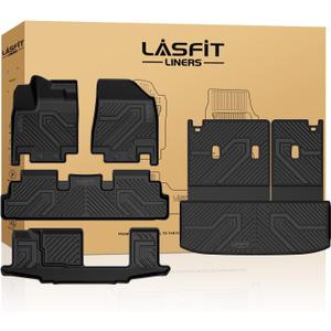 LASFIT Floor Mats & Cargo Mat for Nissan Pathfinder 7/8 Seats 2026 2025 2024 2023 2022, All Weather TPE Custom Fit Floor Liners for Pathfinder SV/SL/Platinum Car Mats & Trunk Mats Accessories, Black